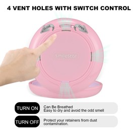 Retainer Case, Slim Aligner Case with Adjustable Vent Holes and Mirror, Compatible with Invisalign, Night Guard and Mouth Guard, Premium Retainer Case, With Aligner Remover Tool, Chew & Brush, Pink