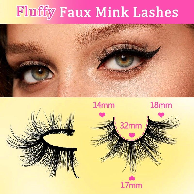 7 Pairs of 3D False Eyelashes, Cat Eye, Fluffy Volume,