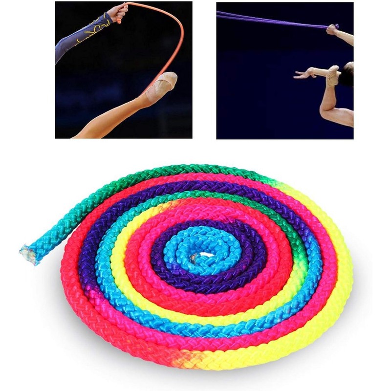 Cuerda de Saltar de Nylon Arcoíris para Gimnasia Rítmica y