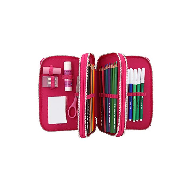 Depesche 10689 Pencil Case with 3 Zippers and Pens by