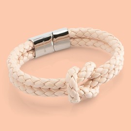Pulsera de cuero rosa de 20 cm para mujer, cuero genuino con caja de regalo, pulsera con lazo, joyería, pulseras para mujer, brazalete para novia, hermana, hija, pareja, regalos, pareja, madre, esposa