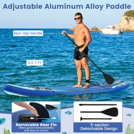 GYMAX Paddle Board, 9.8’/10’/11’ x 6” Inflatable Stand Up Paddle Board with SUP Accessories, Removable Fin, Paddle & Carry Bag, Blow Up Paddle Boards Standing Boat for Adults Youth (Seaweed,11FT)