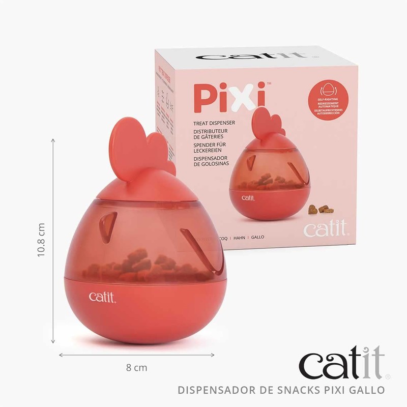 Catit PIXI Treat Dispenser, Interactive Treat Dispensing Cat Toy, Rooster