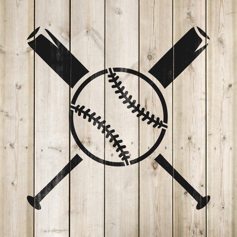Baseball and Bats Stencil Template for Walls and Crafts -