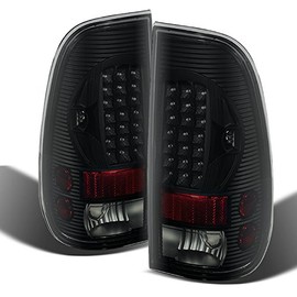For 97-03 Ford F150 F-150 Pickup Truck Styleside Model Black Smoke LED Tail Lights Brake Lamps Pair