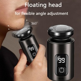 Rasierer Herren Elektrisch, 8000rpm 8cm Mini Shaver IPX7 wasserdicht mit 360° Federbelasteter Schwimmkopf 90g für Zuhause, Auto, Reisen