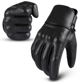 aaasportx Motorcycle Gloves - Men's Leather Motorbike Gloves with Touchscreen Function - Non-Slip Pads for Men & Women(Non-Perforated, Black, X-Large)