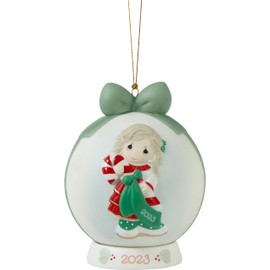 Precious Moments Ornament | Sweet Christmas Wishes 2023 | Dated Ball Bisque Porcelain Ornament | Christmas Tree Ornament | Holiday Decor & Gift | Hand-Painted