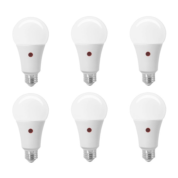 SYLVANIA Dusk to Dawn A21 LED Light Bulb with Auto On/Off Light Sensor, 100W=13W, 1500 Lumens, 2700K, Soft White - 6 Pack (41258)