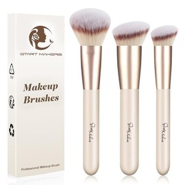 Start Makers 3pcs Brochas Maquillaje Corrector Rubor Base Contorno Suaves Anguladas Líquido Crema Polvo Herramientas Difuminar Rostro