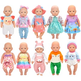 10 Sets Baby Doll Clothes and Accessories Fit for 15 inch Baby Doll 17 Inch Baby Doll, 18 Inch Girl Doll