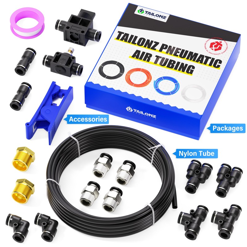 TAILONZ PNEUMATIC Black DOT 1/2 Inch od 10 Meter 32.8ft