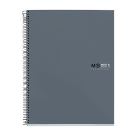 Miquelrius - Notebook A4 (210 x 297 mm), Notebook The Original Colours, 80 Sheets 90 g/m² and 1 Colour Strip, Grid 5 mm, 4-Hole Punching, Hard Cover, Colour Graphite