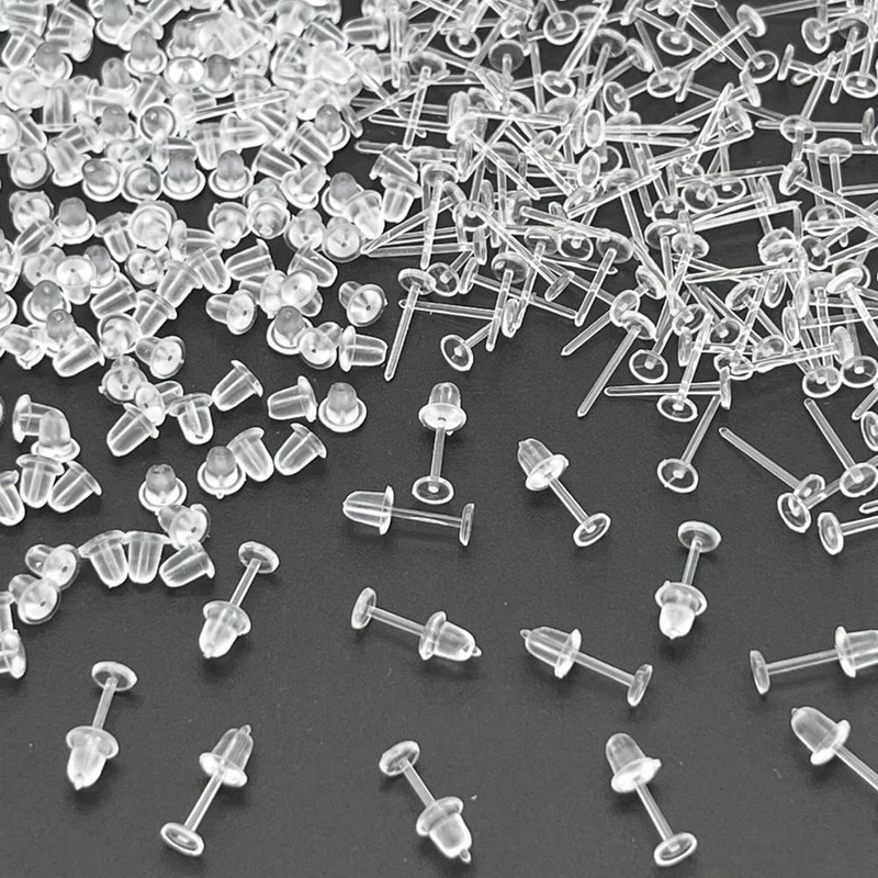 Clear Silicone Earrings for Sports,300 Pairs Clear Plastic Earring Posts