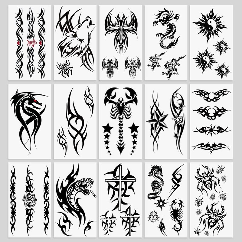 Oottati 15 Sheets Small Cute Hand Arm Temporary Tattoo Stickers