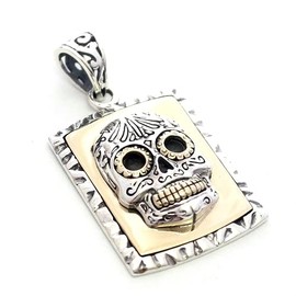 COSUMOSU Mexican Skull Sugar 925 sterling silver Pendant charm for Necklace