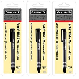 General PENCIL CO. GPBM2-BP. Goma de borrar estilo bolígrafo, Paquete de 3