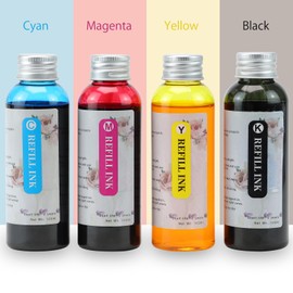 Ink Refill 4 Packs Kit, Compatible for 280/281 270/271 250/251 1200 2200 1500 2500 PG210 CL211 PG245 CL246, 4 Colors BK C Y M (100ml/Bottle)
