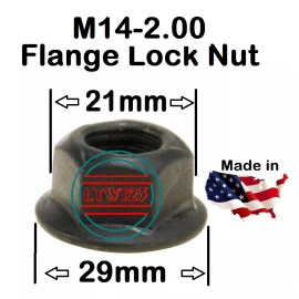 The Bolt Barn (2Pcs) M14-2.0 Metric Hex Flange Lock Nuts Class 10 DIN 6927