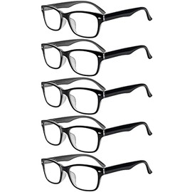 SIGVAN Reading Glasses 5 Packs Blue Light Blocking Eyeglasses Quality Spring Hinge Colorful Computer Readers for Women Men (5 Black, 0.00)