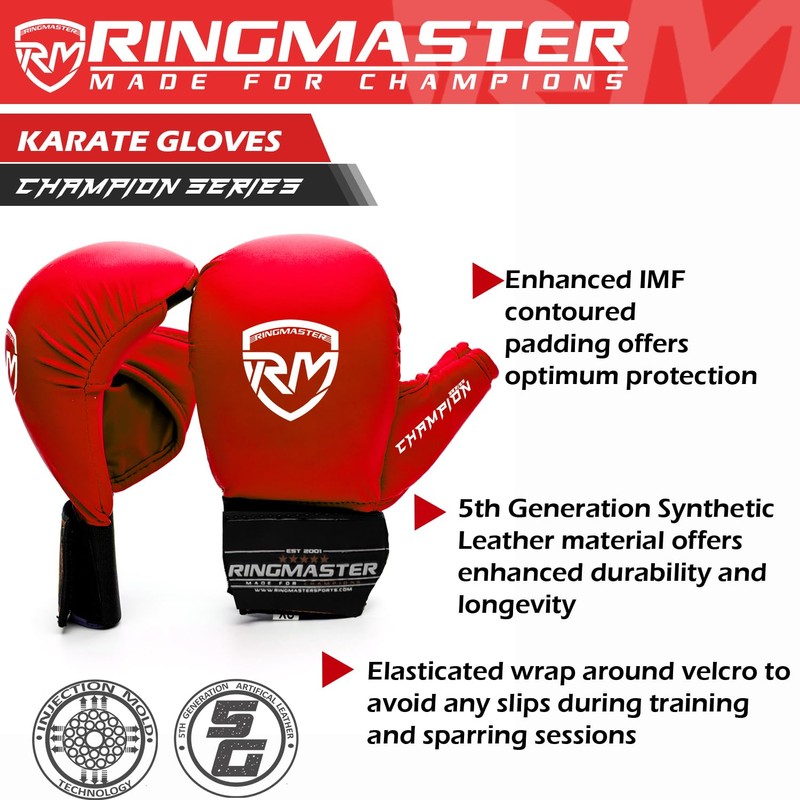 RingMaster Sports Karate Gloves Mitts Martial Arts Punch Training Sparring