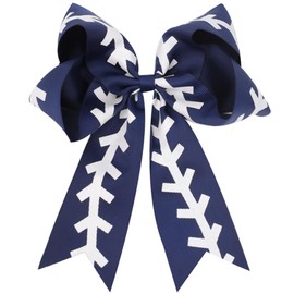 Softball Cheer Bows hair Tie Softball Hair Accessories Perfect Softball Player Gift.(FQ7) (Navy Blue)