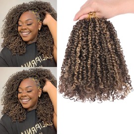 COOKOO Pre Looped Yanky Twist Crochet Hair 10 Inch 8 Packs Yanky Spring Twist Hair Bohemian Yanky Twists Crochet Hair Pre-twisted Fluffy Mini Twist Crochet Hair Curly Crochet Braiding Hair 4H27#