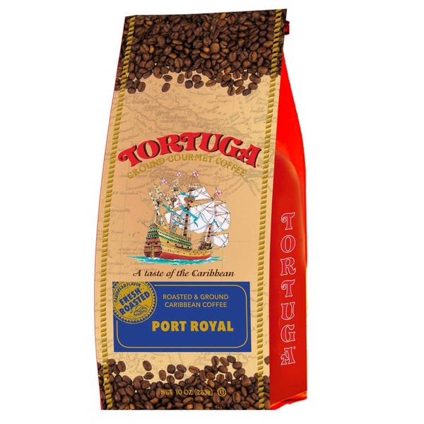 TORTUGA Caribbean Port Royal Jamaican Blue Mountain Flavored Coffee- Roasted and Ground Coffee 10oz - The Perfect Premium Gourmet Gift for Gift Baskets, Parties, Holidays, and Birthdays