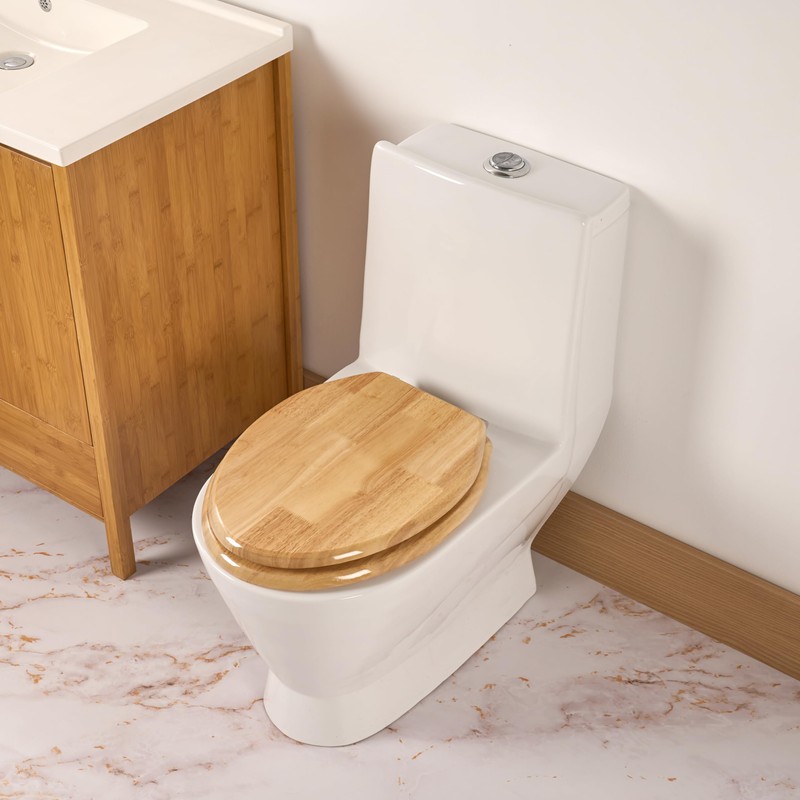 Toilet Seat, Solid Wood, Rubber Wood, High Gloss Finish, PIKLiDS