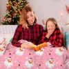 JarThenaAMCS Christmas Fuzzy Blanket 60 x 50 Inch Pink Santa
