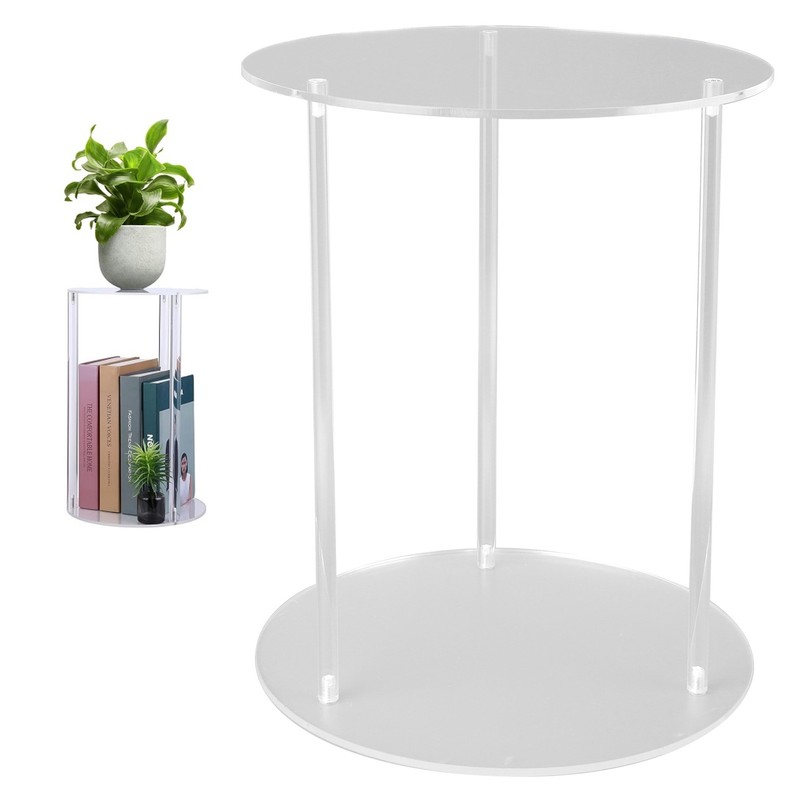 Clear Acrylic Plant Stand Round Top Corner Holder Planter Flower