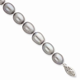 Jewels By Lux 14k White Gold 8-9mm Grey Rice Freshwater Cultured Pearl Bracelet