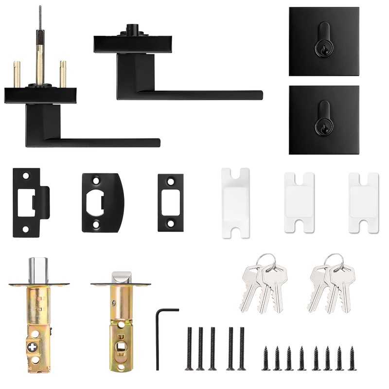 Probrico Matte Black Exterior Door Locksets with Deadbolt,Front Door Entry
