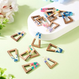 FASHEWELRY 16Pcs Wooden Earring Charms Trapezoid Shaped Walnut Wood DIY Earrings Pendants Resin Wood Charms for Earring Necklace Jewelry Making Accessories
