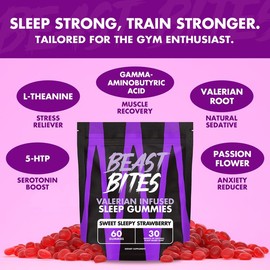 Valerian Infused Sleep & Nighttime Recovery Gummies – Beast Bites | NSF Certified for Sport | Supports Rest, Relaxation & Recovery