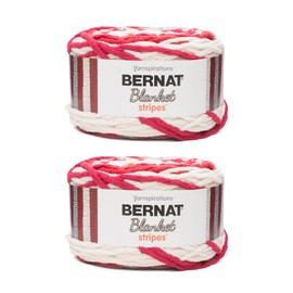 Bernat Blanket Stripes Red Alert Yarn - 2 Pack of 300g/10.5oz - Polyester - 6 Super Bulky - 220 Yards - Knitting/Crochet