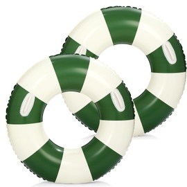 2 PCS Large 33 inch Inflatable Pool Floats for Swimming Pool Party Lake Beach Adults -Striped Floaties Pool Tubes Swim Rings Tubes Floaties for Beach Pool Party Decorations (Dark Green)