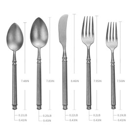 Kelenfer Silverware Set Flatware Set 18/10 Stainless Steel Cutlery Set Matte Finished Vintage 20 Pieces Service for 4