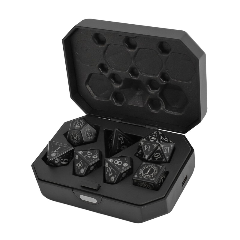 7pcs Electronic Dice LED Rechargeable with Charging Compartment Light Up