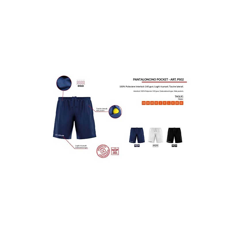 GIVOVA Pantaloncino Pocket Nero Tg. L