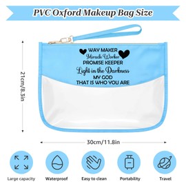 Way Maker Blue Makeup Pouch Christian Scripture Gifts for Women Faith Inspirational Religious Cosmetic Travel Bag Organizer Bible Verse Gifts for Coworkers Christmas Decorations