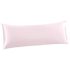 Cobedzy Satin Body Pillow Cover, 20x54 Body Pillow Cover Cooling, Blush Pink Body Pillowcase, Soft Silky Body Pillow Case with Envelope Closure