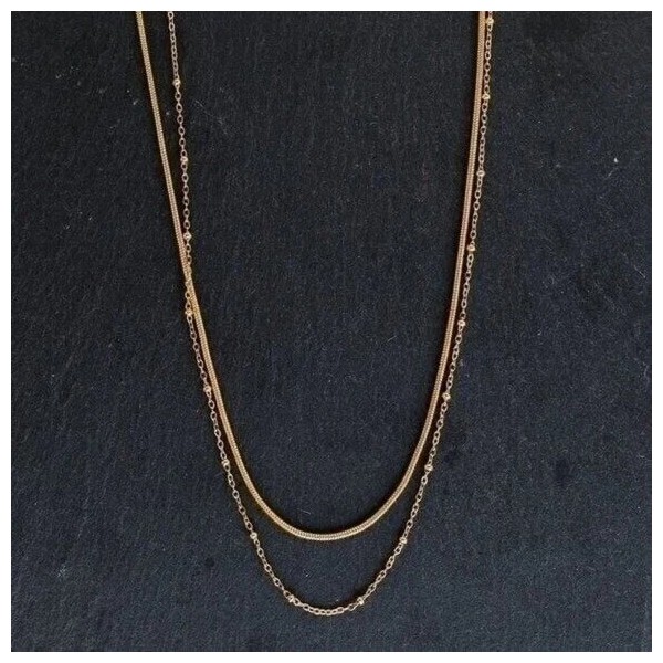 Unbranded DOUBLE Layer Gold Chain Necklace Non-tarnish Waterproof snake Chain