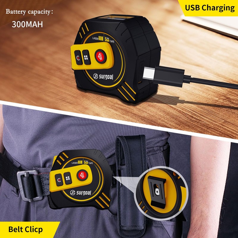 2 in 1 16ft Laser Tape Measure 262ft Laser Diatance