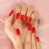 LINSSQ Glossy Red Press on Nails, Medium Length Oval False