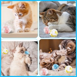 TIESOME Katzenspielzeug Bälle mit Glocke, 3 Stück farbenfrohe Katzenbälle weiche Flauschige Bälle eingebaute Glocke für Katzen Interaktives Katzenspielzeug für Hauskatzen Trainingsspiel Kauspielzeug