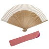 Kyoetsu Women's Hand Fan, Pure Silk, Plain, Tea Bone Set,