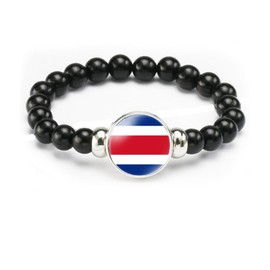 vmcoatdu Costa Rica Flag Bracelet Elastic Rope Beaded Bracelet Support Your Country Travel Souvenir Gifts for Men Women (Costa Rica)
