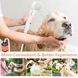 Dog Shower Attachment for Fast and Easy Bathing and Cleaning, Portable Shower with 3 Adjustable Water Pressure Dog Shower Head, Indoor & Outdoor Shower Dog Wash Sprayer Kit with Intelligent Display