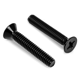 #8-32 x 2 Black Countersunk Flat Head Machine Screws, Electrical Outlet Screws, Full Thread, 304 Stainless Steel, Black Finish, 50 PCS